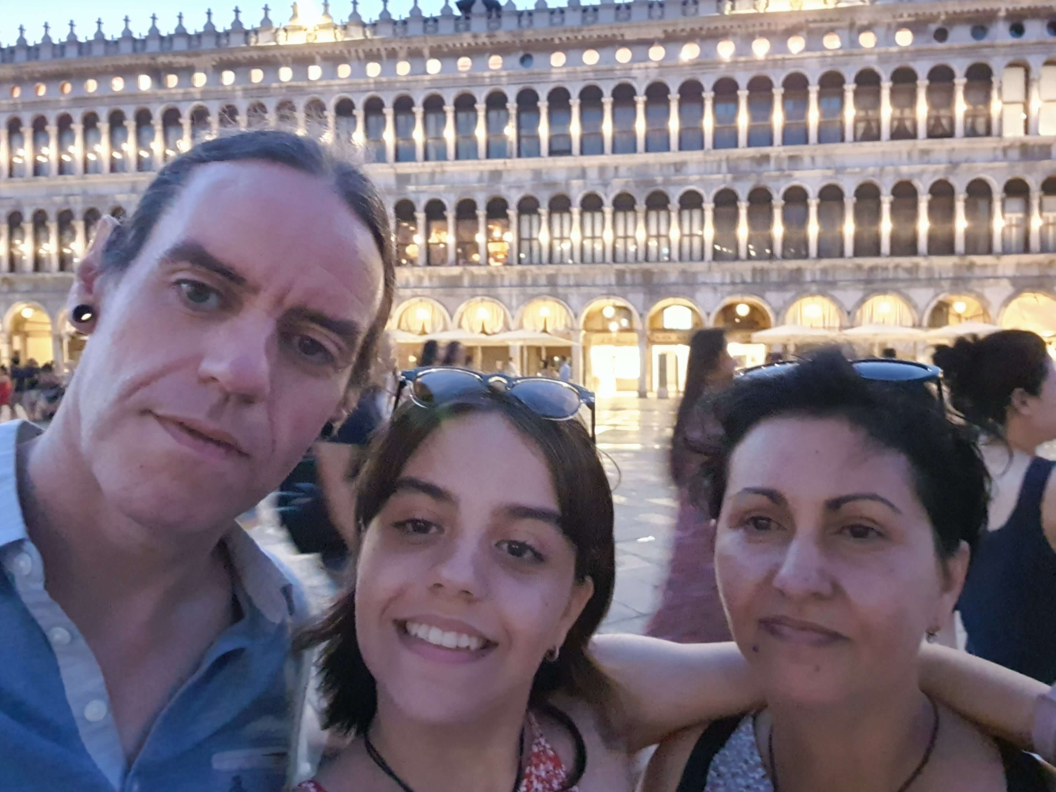 Andrew with family in Venice